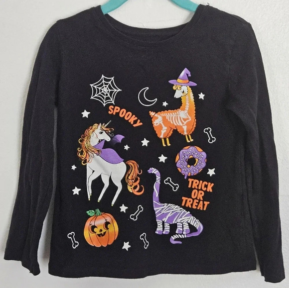 Halloween graphic tee size XS 4 black long sleeve Children's place - Picture 1 of 5